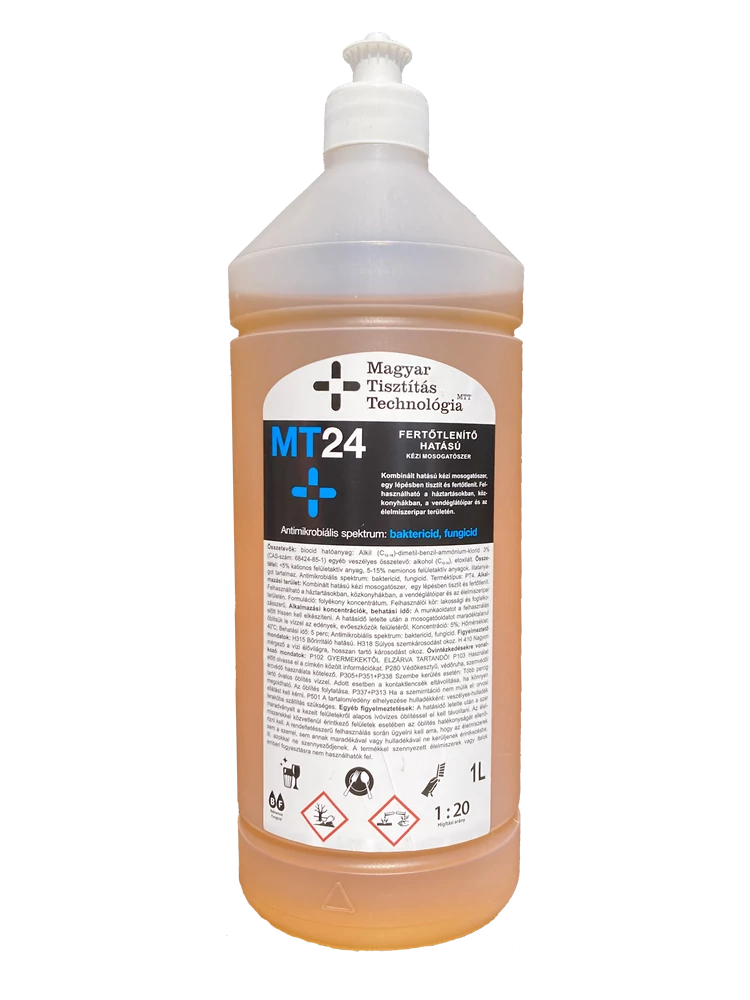 MT24 Fertőtlenítő hatású kézi mosogatószer ( baktericid, fungicid ) 1 liter 
